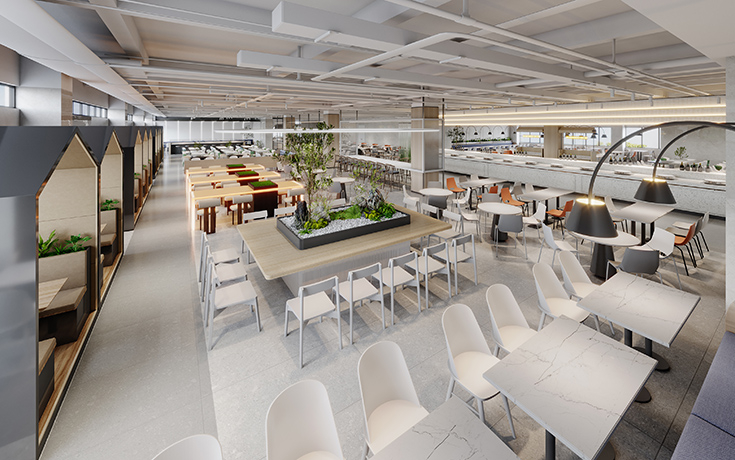 上市公司后勤天花板-依顿2046㎡员工食堂设计