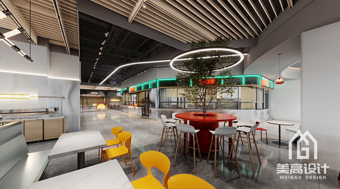 国企员工食堂设计装修案例效果图—— 一层餐厅