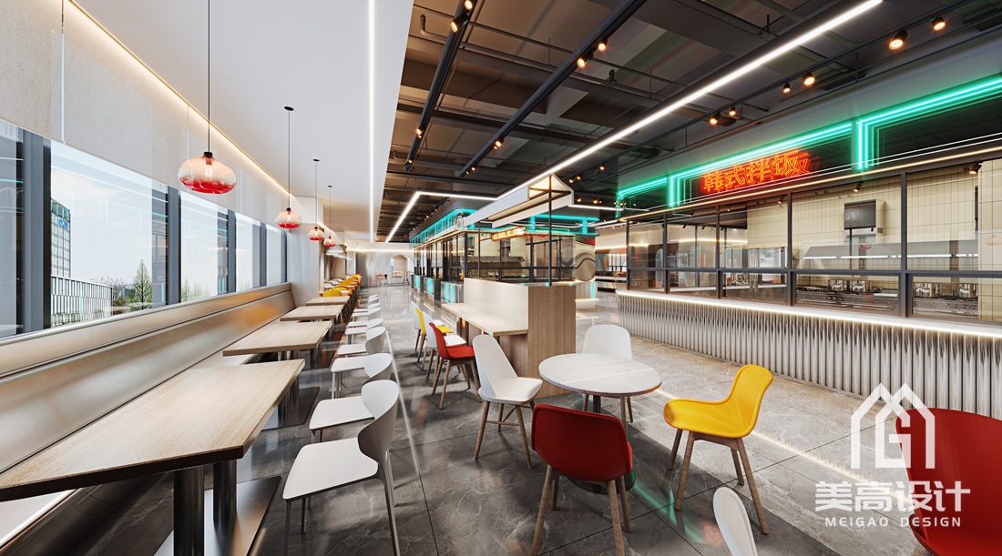 国企员工食堂设计装修案例效果图——二层餐厅