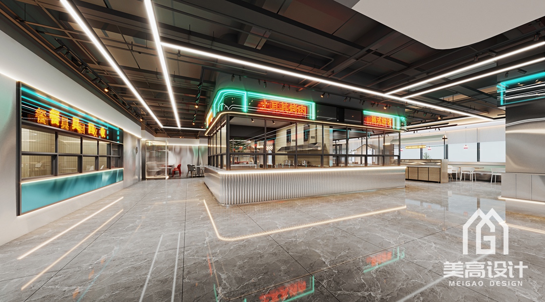 国企员工食堂设计装修案例效果图——二层餐厅