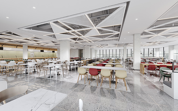 公牛集团宁波总部 | 大型双层员工食堂设计案例