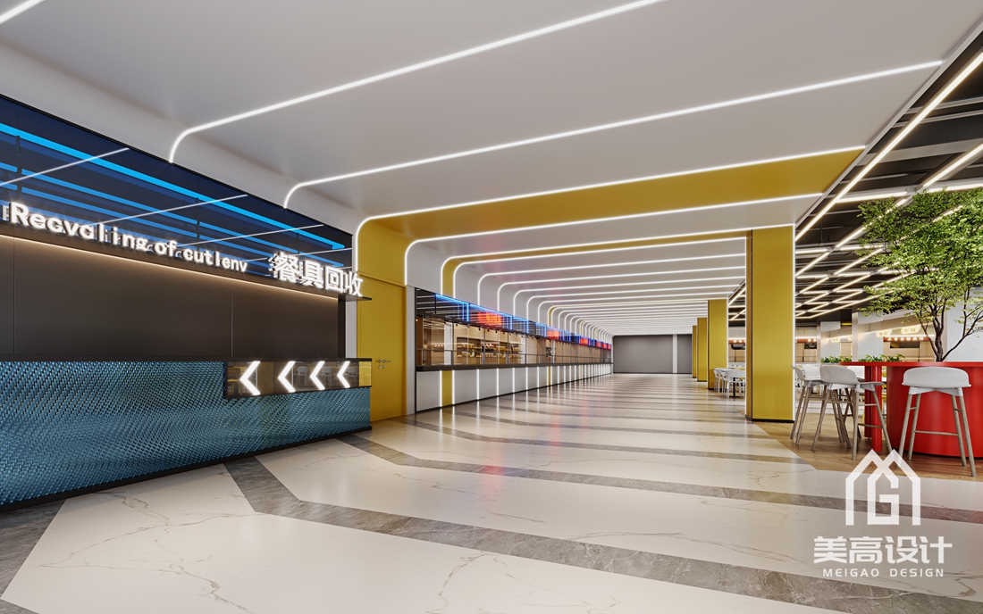 广东财经大学学生食堂设计效果图_一层餐区_档口