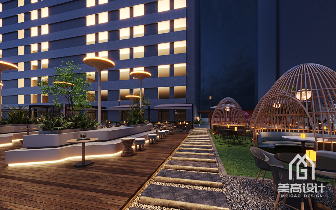 广东财经大学第四食堂露台餐厅设计--内景