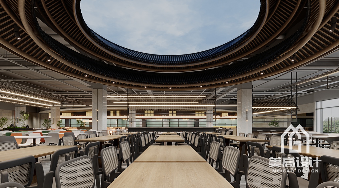 大学食堂装修设计案例-河源职业技术学院-近景