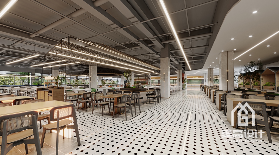 大学食堂装修设计案例-河源职业技术学院-右区
