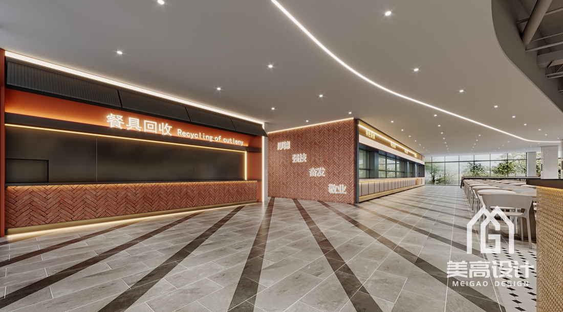 大学食堂装修设计案例-河源职业技术学院-回收