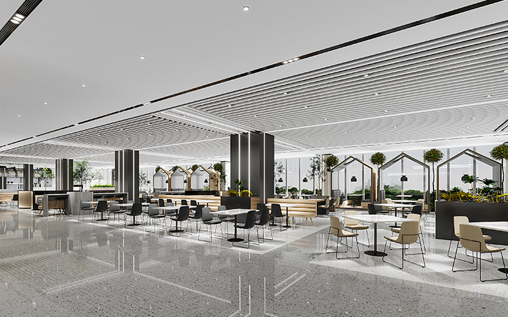 公牛集团员工食堂空间设计360度全景案例